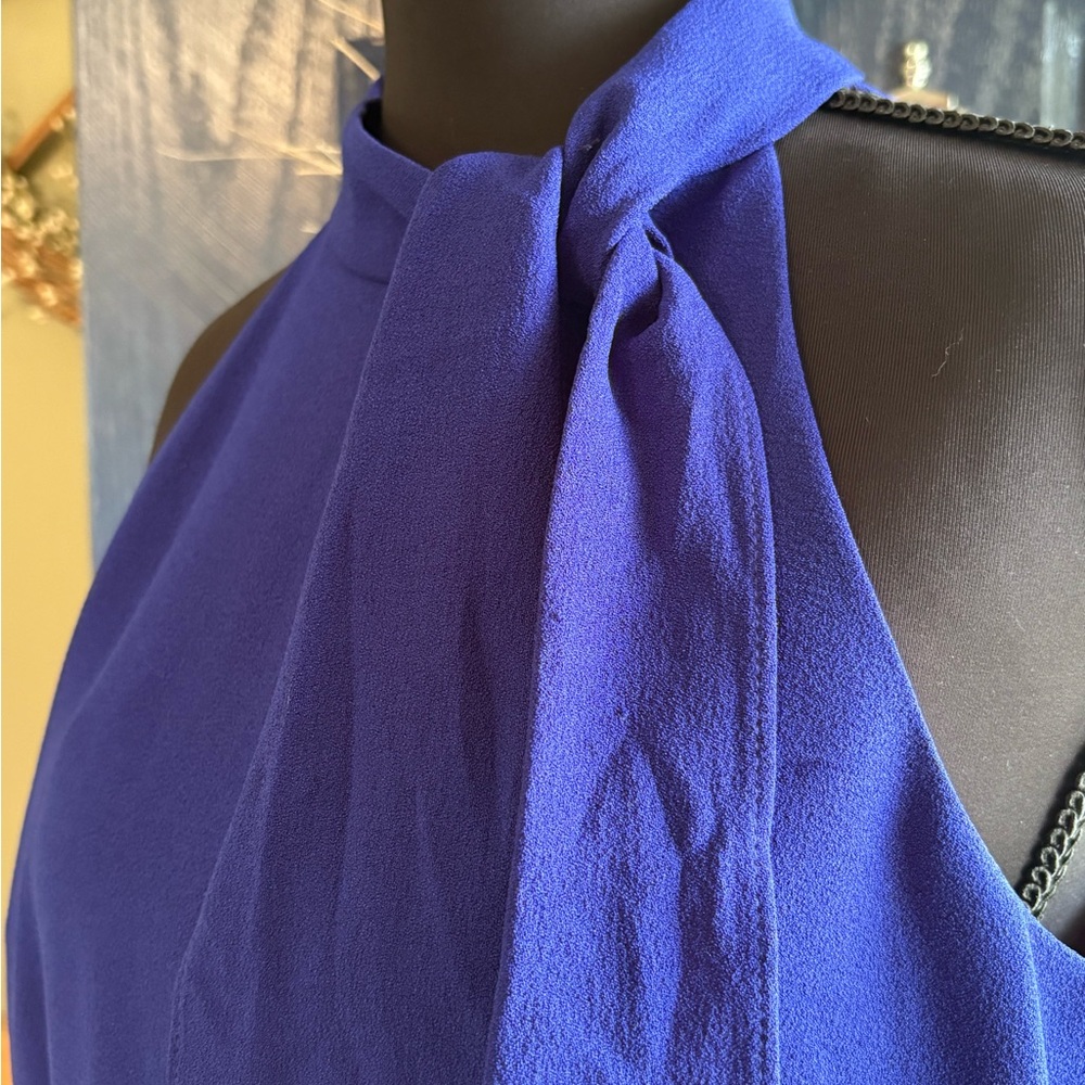 Vince Camuto Blue Halter Sheath Midi Dress
